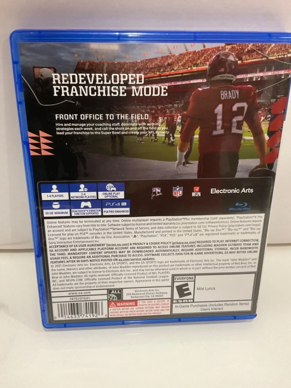 Sony PS4 Game Madden 22. Tom Brady & Patrick Mahomes Pre Owned